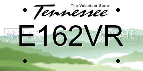 E162VR Tennessee License Plate