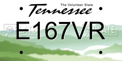E167VR Tennessee License Plate