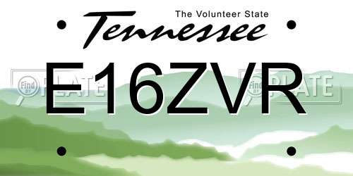 E16ZVR Tennessee License Plate