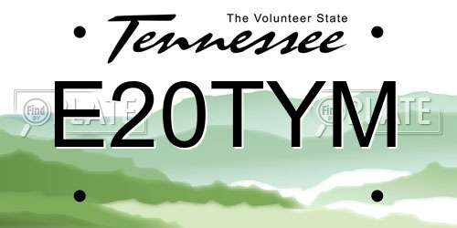 E20TYM Tennessee License Plate