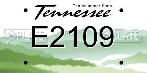 E2109 Tennessee License Plate