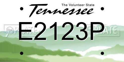 E2123P Tennessee License Plate