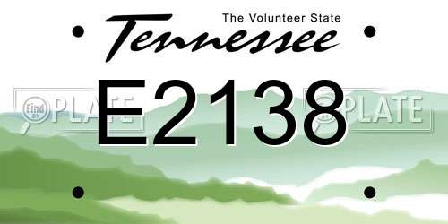 E2138 Tennessee License Plate
