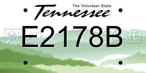 E2178B Tennessee License Plate