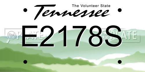 E2178S Tennessee License Plate