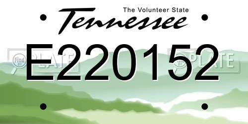 E220152 Tennessee License Plate