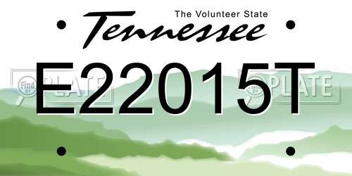 E22015T Tennessee License Plate