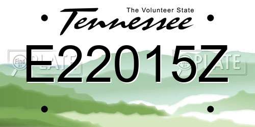 E22015Z Tennessee License Plate