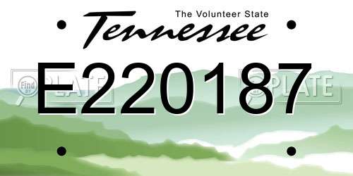 E220187 Tennessee License Plate