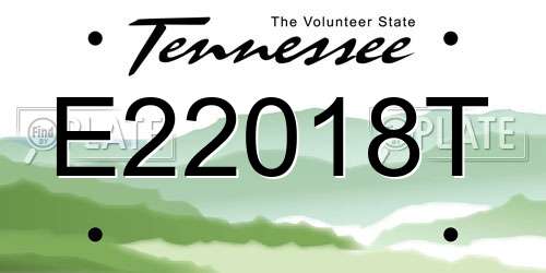 E22018T Tennessee License Plate