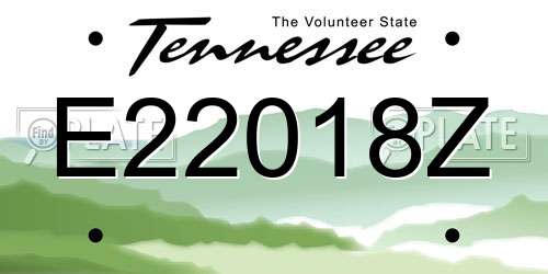 E22018Z Tennessee License Plate