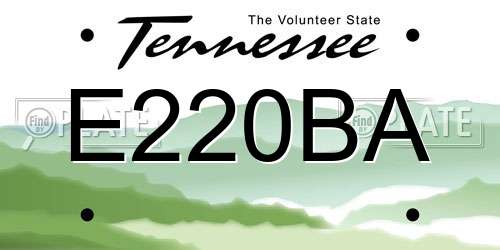 E220BA Tennessee License Plate
