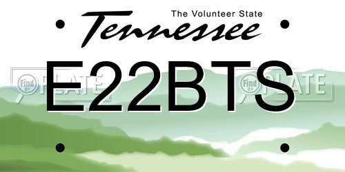E22BTS Tennessee License Plate