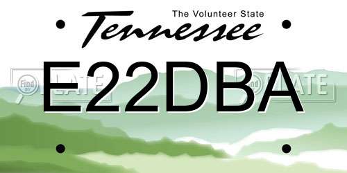 E22DBA Tennessee License Plate