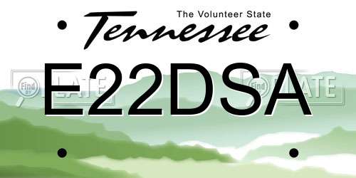 E22DSA Tennessee License Plate
