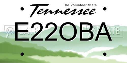 E22OBA Tennessee License Plate