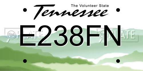 E238FN Tennessee License Plate