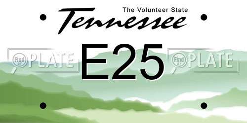 E25 Tennessee License Plate