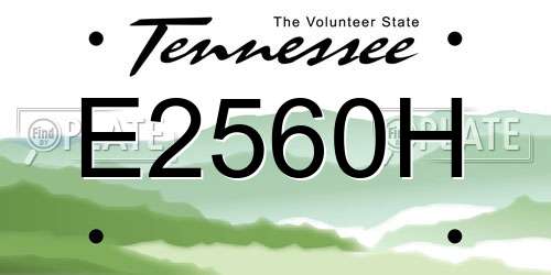 E2560H Tennessee License Plate
