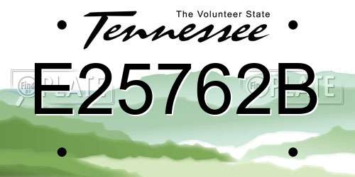E25762B Tennessee License Plate