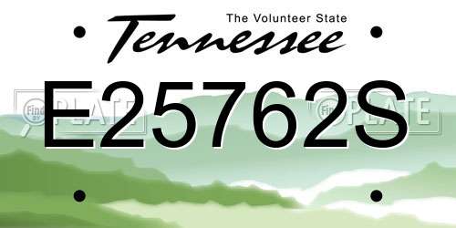 E25762S Tennessee License Plate