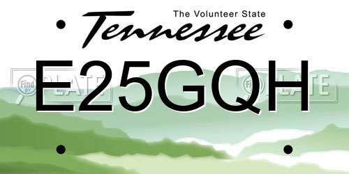 E25GQH Tennessee License Plate