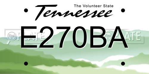 E270BA Tennessee License Plate