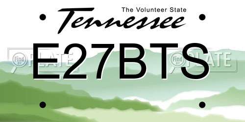 E27BTS Tennessee License Plate