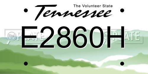 E2860H Tennessee License Plate