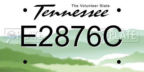 E2876C Tennessee License Plate