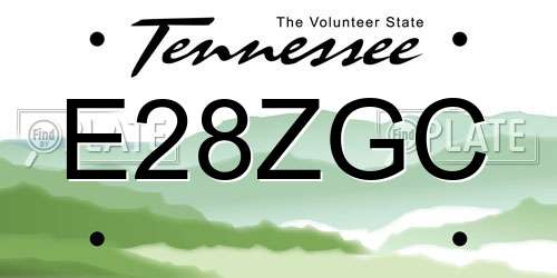 E28ZGC Tennessee License Plate