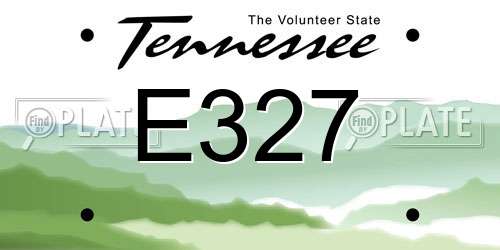 E327 Tennessee License Plate