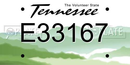 E33167 Tennessee License Plate