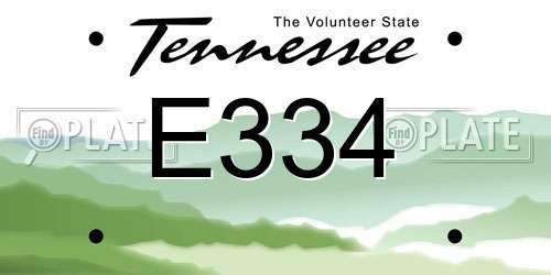 E334 Tennessee License Plate