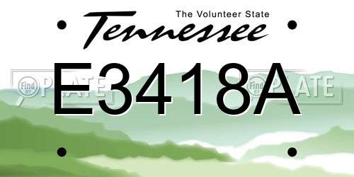 E3418A Tennessee License Plate