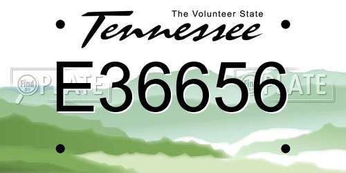 E36656 Tennessee License Plate