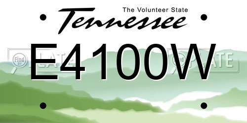E4100W Tennessee License Plate