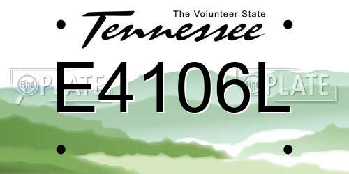 E4106L Tennessee License Plate
