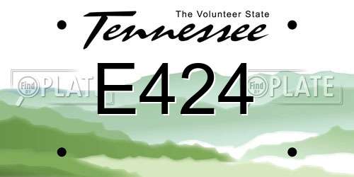 E424 Tennessee License Plate