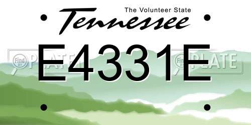 E4331E Tennessee License Plate