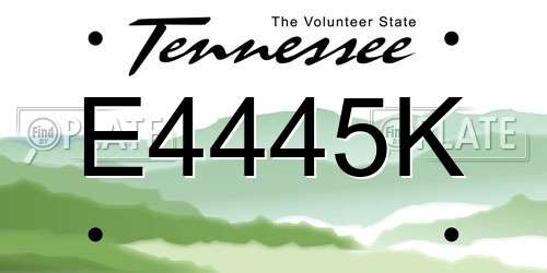 E4445K Tennessee License Plate