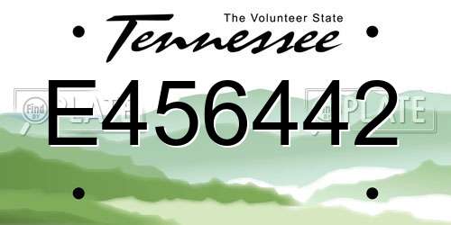 E456442 Tennessee License Plate