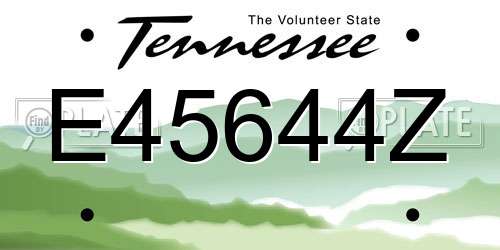 E45644Z Tennessee License Plate