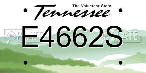 E4662S Tennessee License Plate