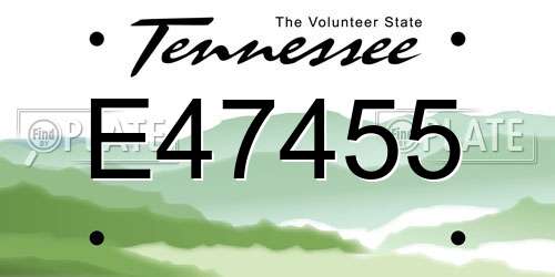E47455 Tennessee License Plate