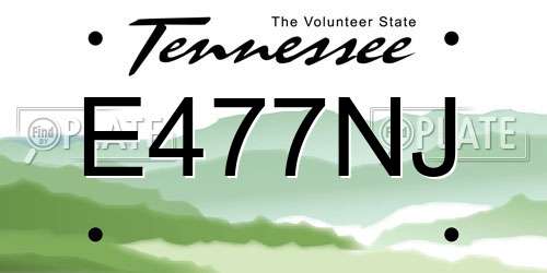 E477NJ Tennessee License Plate