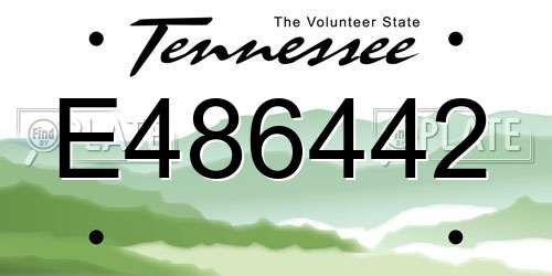 E486442 Tennessee License Plate