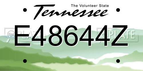 E48644Z Tennessee License Plate