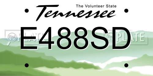 E488SD Tennessee License Plate