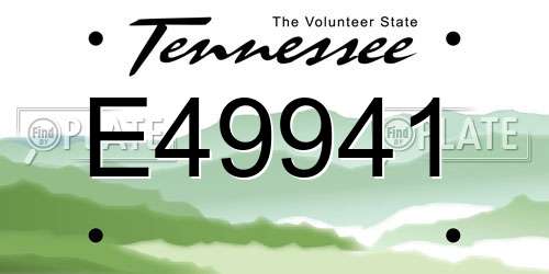 E49941 Tennessee License Plate